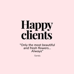 Text 'happy clients' describing a review